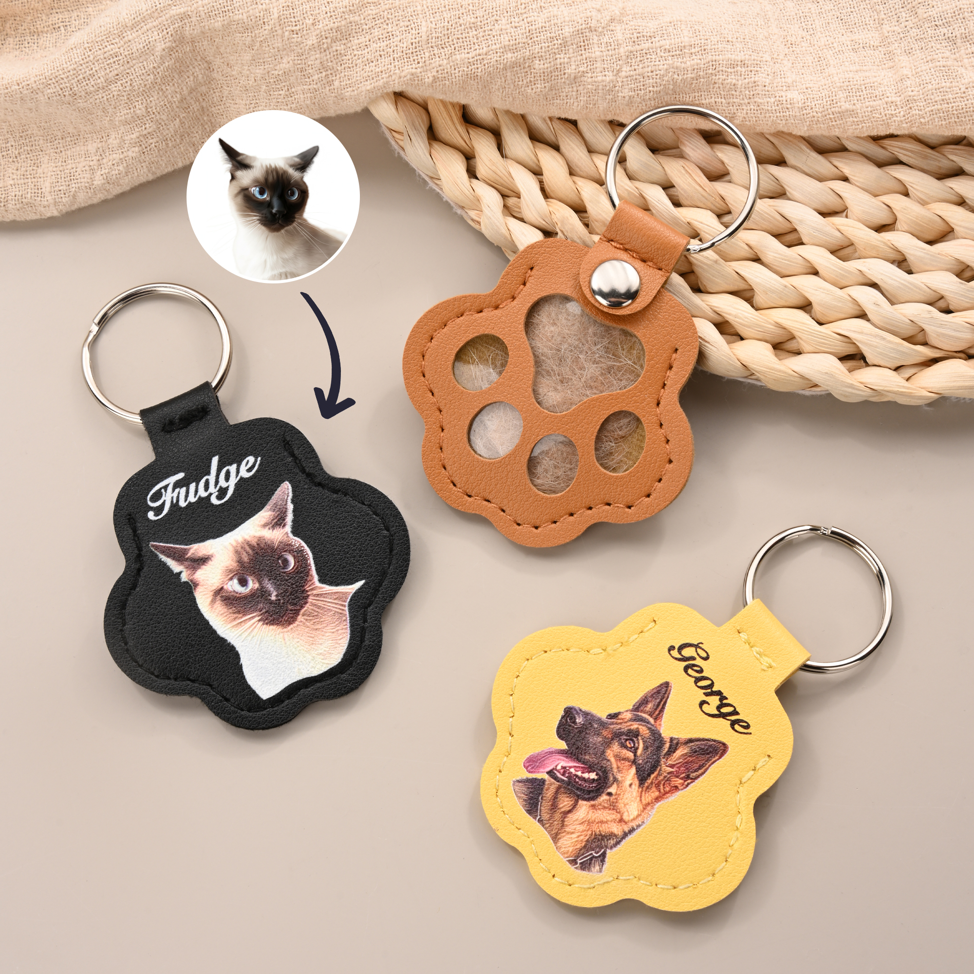 Porte-clés personnalisé en forme de patte avec nom et photo d'animal de compagnie en relief Multicolore Cadeau d'anniversaire de sympathie pour l'amoureux des animaux de compagnie