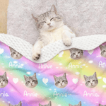 Personalized Paw Flower Face Photo Soft Ombre Pet Blanket with Name Home Decor Pet Party Birthday Gift for Pet Owners