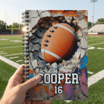 Personalized Sports Ball A5 Spiral Notebook with Name and 120 Lined Pages Daily Use Game Day Birthday Gift for Sports Lover