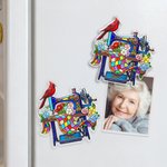 Personalized Stained Glass Art Style Cardinal Sewing Machine Acrylic Fridge Magnet with Name Home Decor Memorial Gift for Women