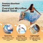 Personalized Cartoon Mermaid Quick Dry Beach Towel with Name Travel Essentials Beach Party Birthday Gift for Girls Ocean Theme Enthusiasts