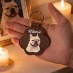 Personalisierte Multicolor geprägte Haustier Foto Pfote-förmigen Schlüsselanhänger mit Namen Fell Keepsake Sympathie Geburtstagsgeschenk für Tierliebhaber