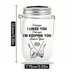 Personalized Couple Pinky Promise Light Up Mason Jar Night Light with Name Calendar Date and String Lights Valentine's Day Anniversary Gifts for Her
