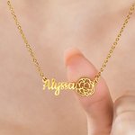 Personalized Birth Flower Necklace Exquisite Jewelry with Name Birthday Anniversary Valentine's Day Gift for Women