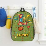 Personalized Pop Art Star Boom Comic Style Large Capacity Backpack with Name and Initial Back to School Birthday Gift for Boys Girls