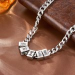 Collier maille gourmette personnalisé avec 1-10 noms gravés sur plaques - Cadeau d'anniversaire fêtê des Pères Saint-Valentin pour les hommes