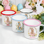 Personalized Garland Cartoon Illustration Bunny 12 oz Enamel Mug with Name Daily Use Easter Egg Hunting Party Gift for Kids Friends