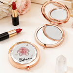 Personalized Crystal Birth Flower Pocket Makeup Mirror with Name Birthday Gift for Women Girls