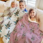 Personalized Cute Easter Bunny Soft Throw Blanket with Name Home Decor Easter Gift for Family Kids