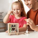 Personalized Chinese Zodiac Auspicious Cloud Clear Wooden Money Box Piggy Bank with Name Desk Decor Birthday Gift for Kids