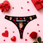 Personalized Multicolor Funny Face Photos Thong Brief Honeymoon Travel Valentine's Day Gift for Wife Girlfriend