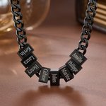 Collier maille gourmette personnalisé avec 1-10 noms gravés sur plaques - Cadeau d'anniversaire fêtê des Pères Saint-Valentin pour les hommes