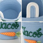 Personalized Carrot Bunny Ears Reusable Easter Basket with Name Egg Hunting Accessories Easter Gift for Boys Girls