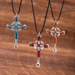 Personalised Industrial Cross Design Necklace with Initial Dainty Jewellery Baptism Prayer Day Religious Gift for Women Christians