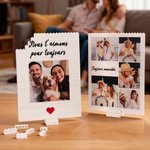 Casse-têtes en ABS personnalisés avec 1 à 5 photos et texte - Décoration de chambre - Cadeau Saint-Valentin anniversaire pour couple famille