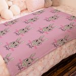 Personalized Cute Easter Bunny Soft Throw Blanket with Name Home Decor Easter Gift for Family Kids