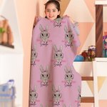 Personalized Cute Easter Bunny Soft Throw Blanket with Name Home Decor Easter Gift for Family Kids