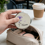 Personalized Crystal Birth Flower Butterfly Portable Folding Pocket Makeup Mirror with Name Wedding Birthday Gift for Bridesmaid Friend Woman
