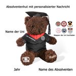 Personalisierter Niedlicher Absolventenhut Plüsch Teddybär mit Namen und Uni-Wappen Schule Abschluss Geschenk für Kinder Absolventen der Klasse 2026