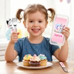 Personalized Cute Cartoon Bunny Fork Spoon Knife 3 Pcs Cutlery Set with Name and Case Back to School Birthday Easter Gift for Boys Girls