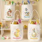 Personalized Cute Bunny Animal Easter Egg Stars Bunny Ears Basket with Name Egg Hunting Party Easter Gift for Boys Girls