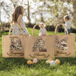 Personalisierte Osterhase Stickerei Stil Jute Tote Tasche mit Namen und Initialen Ostern Urlaub Geschenk für Kinder