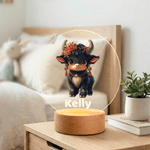 Personalized Cute Cloud Chinese Zodiac LED Night Light with Name and Wooden Base Room Decor Birthday Anniversary Gift for Kids