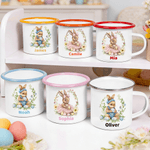 Personalized Garland Cartoon Illustration Bunny 12 oz Enamel Mug with Name Daily Use Easter Egg Hunting Party Gift for Kids Friends