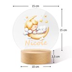 Luce notturna a LED in acrilico personalizzata con nome e base in legno, decor per camera - Regalo di compleanno per bambini