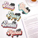 Personalized Retro Style Colourful Stripes Magnetic Bookmark Clip with Name Reading Accessories Birthday Gift for Bookworms