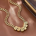 Collier maille gourmette personnalisé avec 1-10 noms gravés sur plaques - Cadeau d'anniversaire fêtê des Pères Saint-Valentin pour les hommes