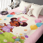 Personalized Cute Character Easter Egg Soft Throw Blanket with Name Home Use Easter Gift for Boys Girls