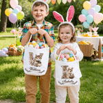 Personalisierte Vintage Bunny Floral große Kapazität Ostern Eimer Korb mit Namen und Initialen Ostereierjagd Party Favors Geschenk für Kinder