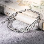 Bracelet en acier inoxydable personnalisé avec 1-12 noms gravés - Cadeau d'anniversaire fête des Pères pour les hommes