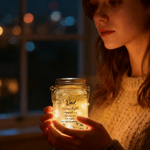 Personalized Floral Butterfly Design Memorial Mason Jar Night Light with Nickname and Text Home Decor Sympathy Gift for Loss of Dad Mom Family