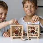 Personalized Chinese Zodiac Auspicious Cloud Clear Wooden Money Box Piggy Bank with Name Desk Decor Birthday Gift for Kids