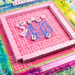 Personalizzato Design floreale Vine Monogram Tappetino Mahjong in neoprene con sacchetto di stoccaggio Regalo di compleanno per la notte di gioco per gli amanti del Mahjong