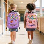 Personalized Pop Art Star Boom Comic Style Large Capacity Backpack with Name and Initial Back to School Birthday Gift for Boys Girls