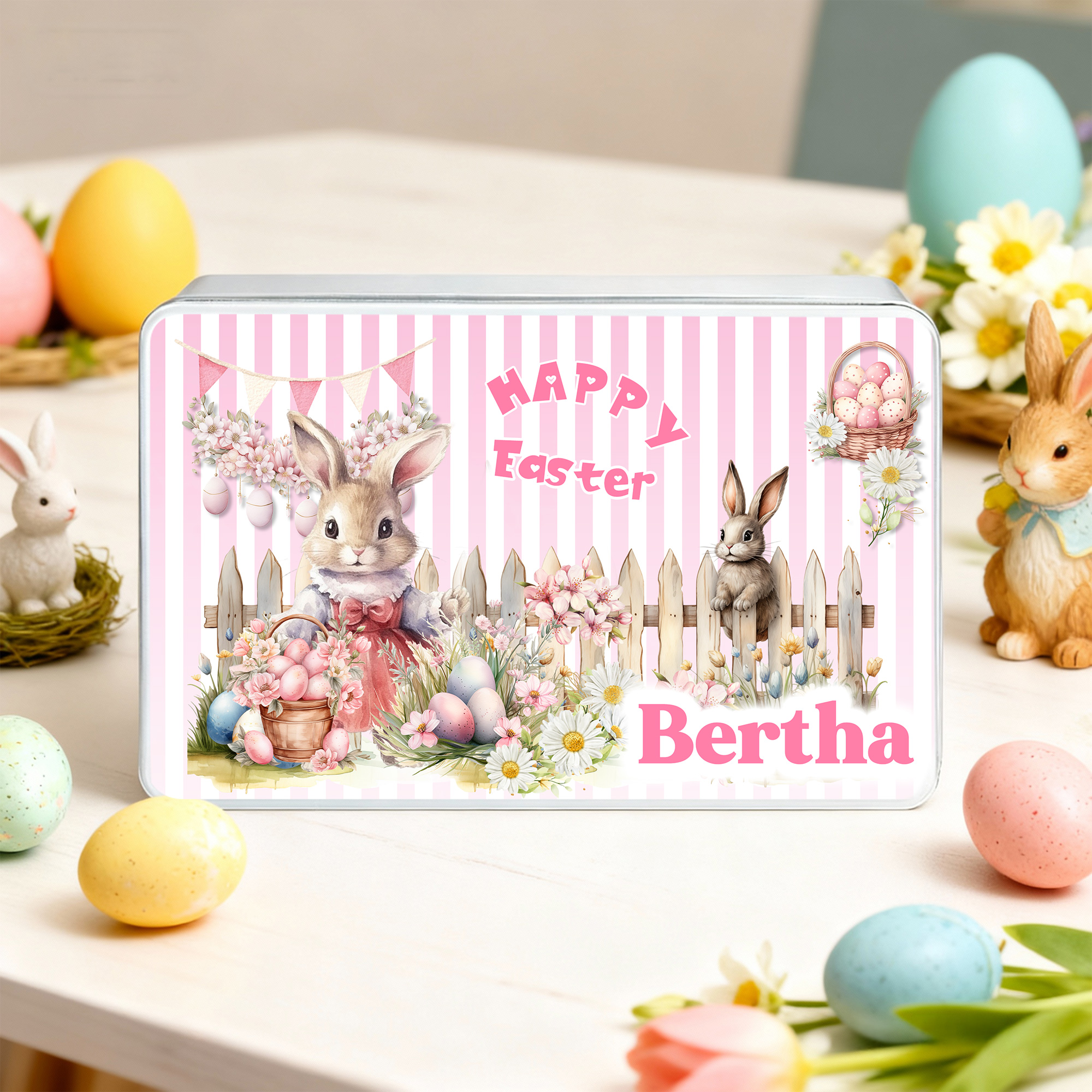 Boîte de rangement pour oeufs de Pâques avec nom Cadeau de fête de Pâques pour garçons filles