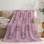 Personalized Cute Easter Bunny Soft Throw Blanket with Name Home Decor Easter Gift for Family Kids