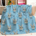 Personalized Cute Easter Bunny Soft Throw Blanket with Name Home Decor Easter Gift for Family Kids