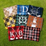 Funda de asiento bordada con corona de palos de golf estilo plaid regalo decorativo