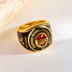 Personalisierter Siegelring mit Geburtsstein Gravuren und Motiven Abschlussring Meisterschaftsring Winterspiele Geschenk für Sportler Absolventen