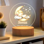 Luz nocturna personalizada de acrílico con nombre luna y nube base de madera decoración de dormitorio regalo de cumpleaños para niños y niñas