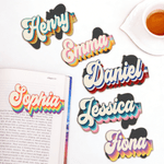 Personalized Retro Style Colourful Stripes Magnetic Bookmark Clip with Name Reading Accessories Birthday Gift for Bookworms