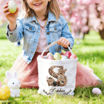 Personalisierte Vintage Bunny Floral große Kapazität Ostern Eimer Korb mit Namen und Initialen Ostereierjagd Party Favors Geschenk für Kinder
