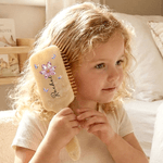 Personalized Crystal Birth Flower Hair Brush Anti-Static Massage Comb with Name Makeup Tool Daily Use Birthday Gift for Women Girls