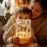 Veilleuse LED Acrylique Personnalisée 13 Photos 7 Couleurs avec Base en Bois Décoration de Chambre d'Enfant Douche de Bébé Cadeau d'Anniversaire pour Nouveau-né