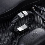 Pulsera de cuero sintético trenzado personalizada con 1 a 8 abalorios grabados y nombres de familia para regalo de cumpleaños para hombre