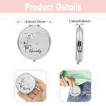 Personalized Crystal Birth Flower Butterfly Portable Folding Pocket Makeup Mirror with Name Wedding Birthday Gift for Bridesmaid Friend Woman